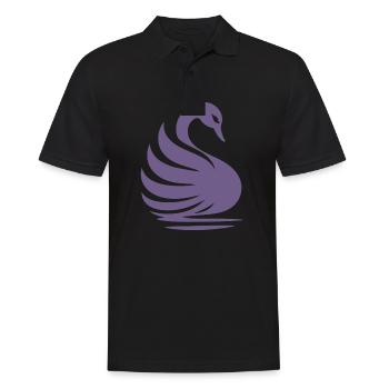 Elegante Schwan-Silhouette: Anmut auf dem Wasser - Männer Poloshirt - Schwarz - Vorne - Kai (181cm)