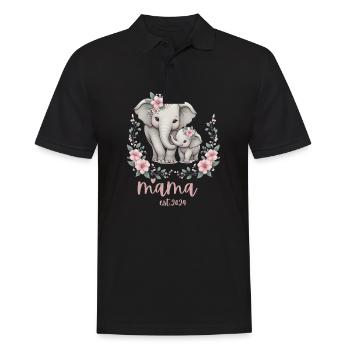 Mama 2024 Elephant Floral Wreath Celebration - Männer Poloshirt - Schwarz - Vorne - Kai (181cm)