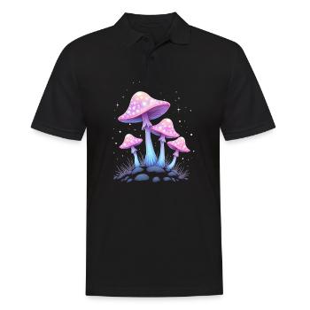 Magische Pilze - Mystische Waldkunst - Männer Poloshirt - Schwarz - Vorne - Kai (181cm)
