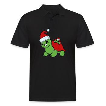 Tortue mignonne douce drôle noël - Polo Homme - noir - Devant - Kai (181cm)