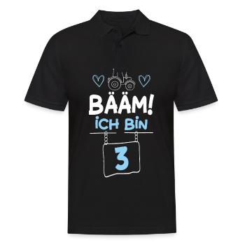 Bääm Ich Bin 3 Traktor - Männer Poloshirt - Schwarz - Vorne - Kai (181cm)
