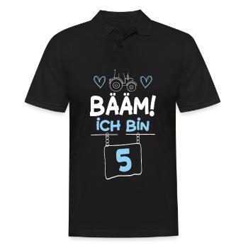 Bääm I’m 5 Tracteur - Polo Homme - noir - Devant - Kai (181cm)