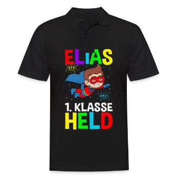 Schulkind Elias 1. Klasse Held - Männer Poloshirt - Schwarz - Vorne - Kai (181cm)