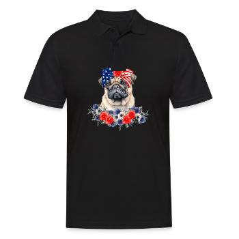 Mops Hundehalstuch Amerikanische Flagge 4. Juli - Männer Poloshirt - Schwarz - Vorne - Kai (181cm)