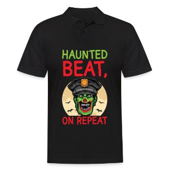Haunted Beat, On Repeat Policeman Halloween - Men's Polo Shirt - black - Front - Kai (181cm)