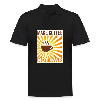 Make Coffee Not War Retro Spruch - Männer Poloshirt - Schwarz - Vorne - Kai (181cm)