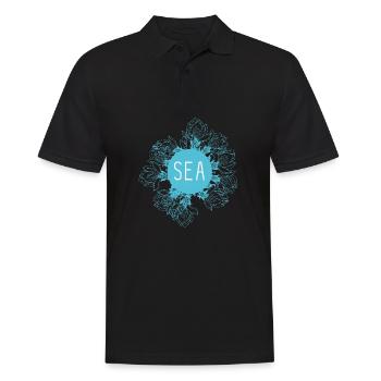 Meeresblüte Blau Seemotiv - Männer Poloshirt - Schwarz - Vorne - Kai (181cm)