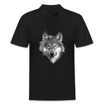 Portrait du Loup en niveaux de gris - Polo Homme - noir - Devant - Kai (181cm)