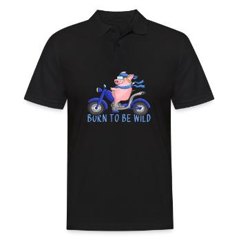 Ulkige Motorradfahrerin - Männer Poloshirt - Schwarz - Vorne - Kai (181cm)