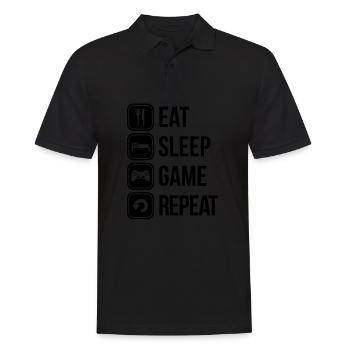 eat sleep game repeat spiele - Männer Poloshirt - Schwarz - Vorne - Kai (181cm)