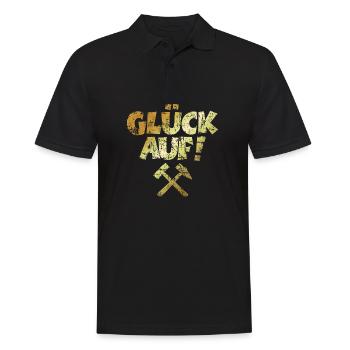 Glück auf mit Schlägel und Eisen Vintage/Goldgelb - Männer Poloshirt - Schwarz - Vorne - Kai (181cm)