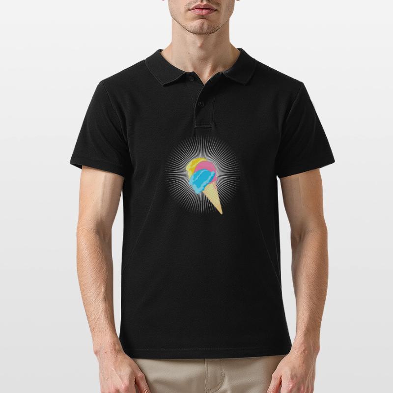 Eis Eistüte Eiskrem Softeis Waffel Strahlen Männer Poloshirt