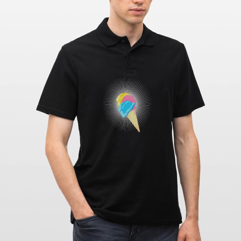 Eis Eistüte Eiskrem Softeis Waffel Strahlen Männer Poloshirt