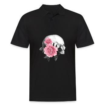 Rose Skull Gothic Design - Men's Polo Shirt - black - Front - Kai (181cm)