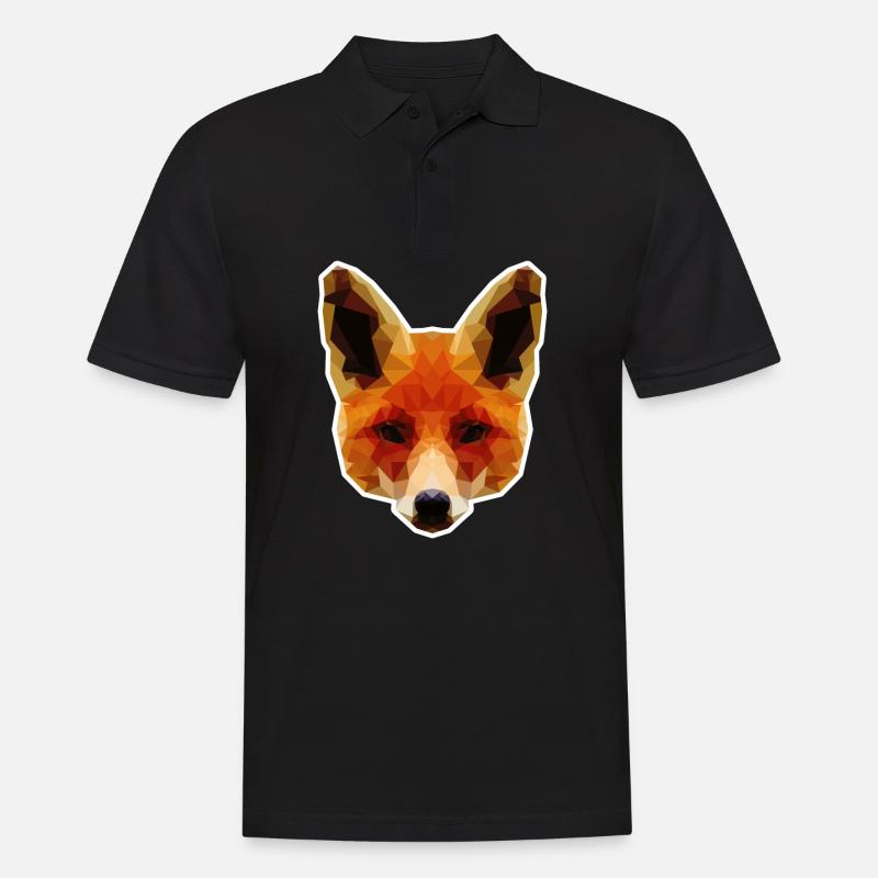 Oranger Polygonalfuchs - Männer Poloshirt - Schwarz