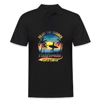 California Surfing Beach Style Design - Men's Polo Shirt - black - Front - Kai (181cm)