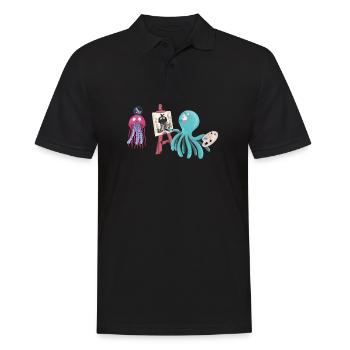 Tintenfisch Künstler And Friends Design - Männer Poloshirt - Schwarz - Vorne - Kai (181cm)