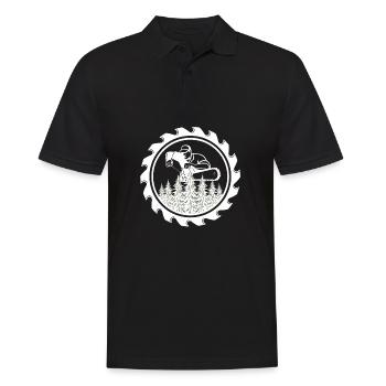 Kettensäge im Wald Badge - Männer Poloshirt - Schwarz - Vorne - Kai (181cm)