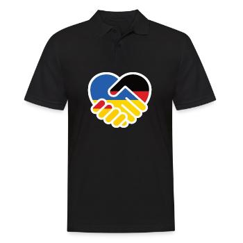 Solidaritätsherz DeutschlandUkraine - Männer Poloshirt - Schwarz - Vorne - Kai (181cm)
