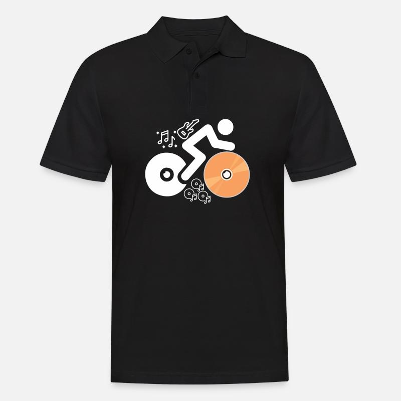 DJ Figure avec disques et notes musicales - Polo Homme - noir