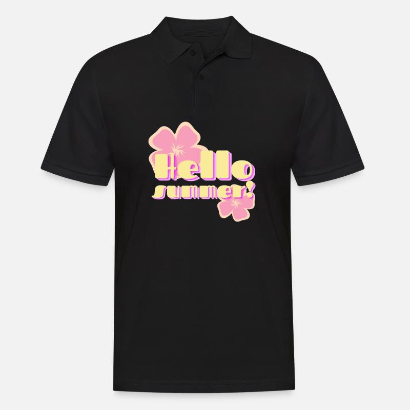 Hello Summer fleurs pastel rétro - Polo Homme - noir