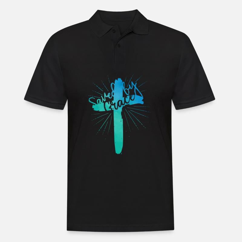 Saved by Grace - Männer Poloshirt - Schwarz