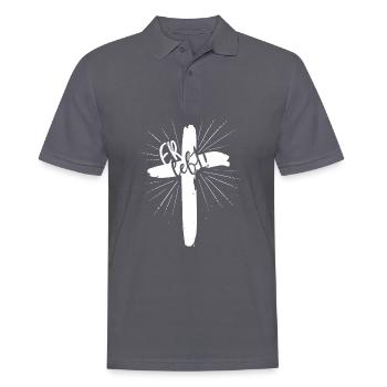 Er lebt - Männer Poloshirt - Anthrazit - Vorne - Nico (186cm)