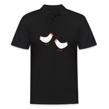 Chicken White White Chickens Hens Gift Farmers - Men's Polo Shirt - black - Front - Kai (181cm)