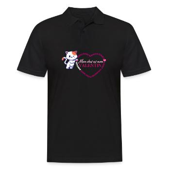Chat Valentin Coeur - Polo Homme - noir - Devant - Kai (181cm)
