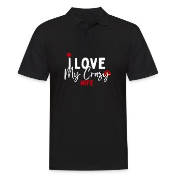 Ich liebe meine verrückte Frau - Männer Poloshirt - Schwarz - Vorne - Kai (181cm)