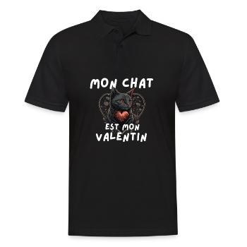 Mon chat est mon Valentin - Polo Homme - noir - Devant - Kai (181cm)