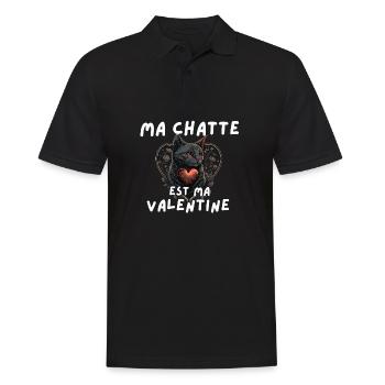 Chat félin cœur Valentine - Polo Homme - noir - Devant - Kai (181cm)