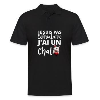 Je suis pas célibataire j'ai un chat - Polo Homme - noir - Devant - Kai (181cm)