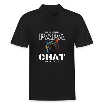 Chat neon lunettes arcenciel - Polo Homme - noir - Devant - Kai (181cm)