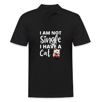 Ich bin nicht Single, ich habe eine Katze - Männer Poloshirt - Schwarz - Vorne - Kai (181cm)