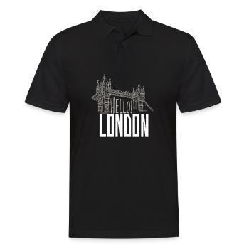 Hallo London: Tower Bridge Silhouette - Männer Poloshirt - Schwarz - Vorne - Kai (181cm)