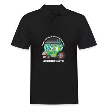 Je pilote mon tracteur – Tractor Fun - Men's Polo Shirt - black - Front - Kai (181cm)