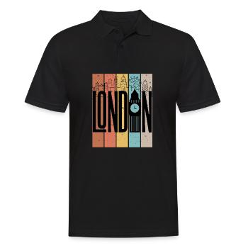 Graphique des rayures de la silhouette de la ligne de l’horizon de Londres - Polo Homme - noir - Devant - Kai (181cm)