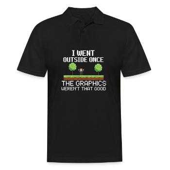 Ich war einmal beim Pixel-Meme draußen - Männer Poloshirt - Schwarz - Vorne - Kai (181cm)