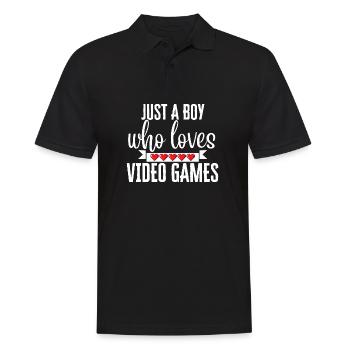 Nur ein Junge, der Videospiele liebt - Männer Poloshirt - Schwarz - Vorne - Kai (181cm)