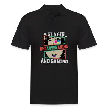 Just a Girl: Anime und Gaming - Männer Poloshirt - Schwarz - Vorne - Kai (181cm)
