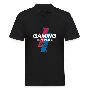 Gaming ist mein Leben - Männer Poloshirt - Schwarz - Vorne - Kai (181cm)