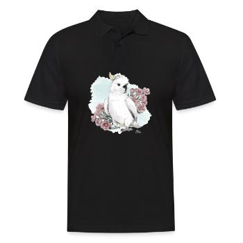Kakadu mit Blumen - Männer Poloshirt - Schwarz - Vorne - Kai (181cm)