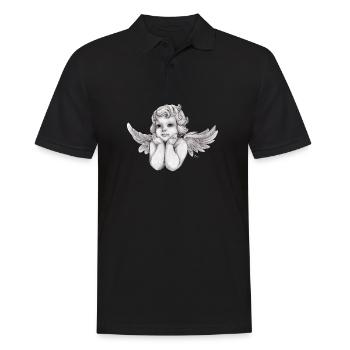 Kleine träumerische Engel-Putte - Männer Poloshirt - Schwarz - Vorne - Kai (181cm)