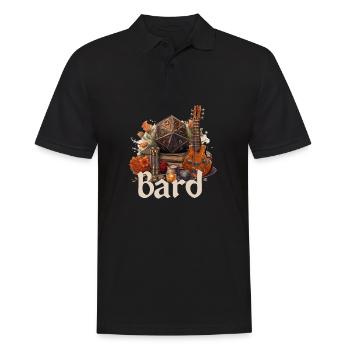 Barde mit W20 & Items – Fantasy RPG Design - Männer Poloshirt - Schwarz - Vorne - Kai (181cm)