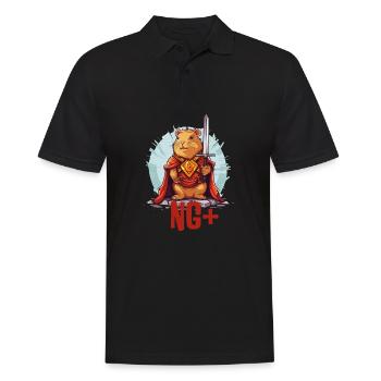 Capybara Warrior NG+ – Level Up RPG Design - Men's Polo Shirt - black - Front - Kai (181cm)