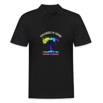 Verwurzelte Stärke Freiheit der Flügel - Männer Poloshirt - Schwarz - Vorne - Kai (181cm)