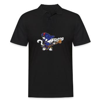 Chat sorcier en enchantement - Polo Homme - noir - Devant - Kai (181cm)