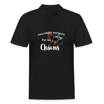 Chien Distrait en Lunettes - Polo Homme - noir - Devant - Kai (181cm)
