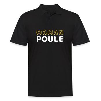 Maman Poule Illustration Contrastée - Polo Homme - noir - Devant - Kai (181cm)